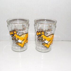 1988 2 Pc Welch’s Jelly Jar Dinosaur Glasses Tyrannosaurus Rex